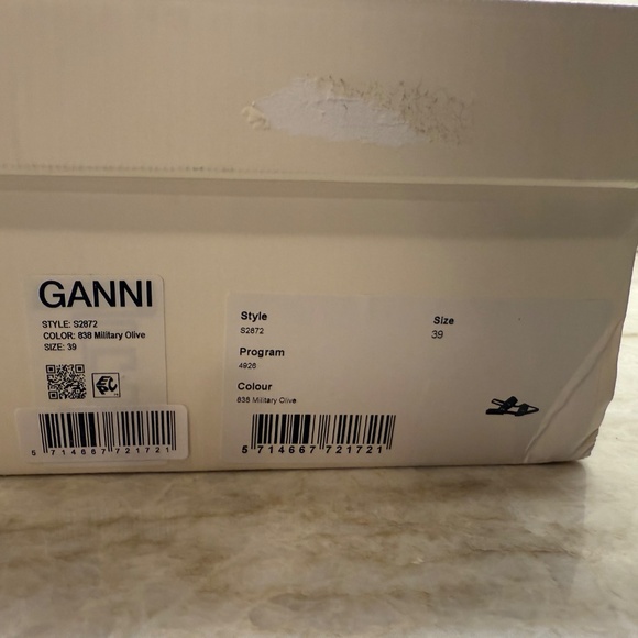 GANNI Buckle Ballerina Flats Slingbacks Sandals Military Olive BRAND NEW w/ Box - Picture 10 of 10